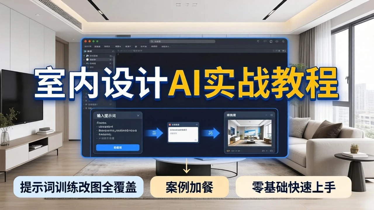 【精】2026室内设计AI实战教程，提示词训练改图全覆盖，搭配案例加餐，零基础也能快速上手