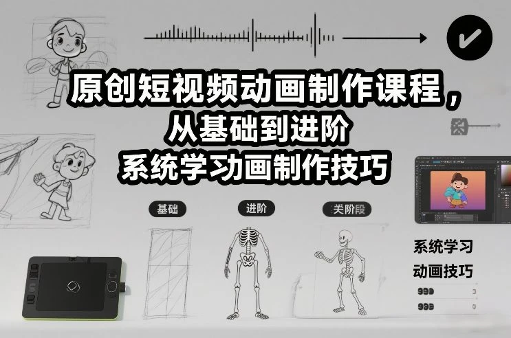【精】原创短视频动画制作课程,从基础到进阶,系统学习动画制作技巧