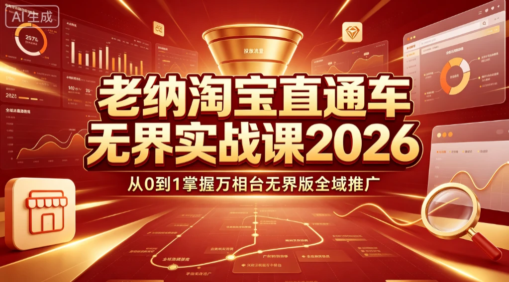 【精】老纳淘宝直通车无界实战课2026：从0到1掌握万相台无界版全域推广