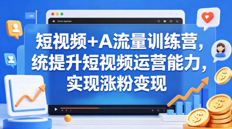 【精】短视频+AI流量训练营,统提升短视频运营能力,实现涨粉变现 【精】短视频+AI流量训练营,统提升短视频运营能力,实现涨粉变现